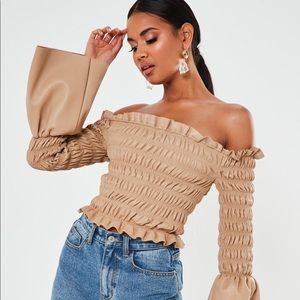 Leather Milkmaid Blouse